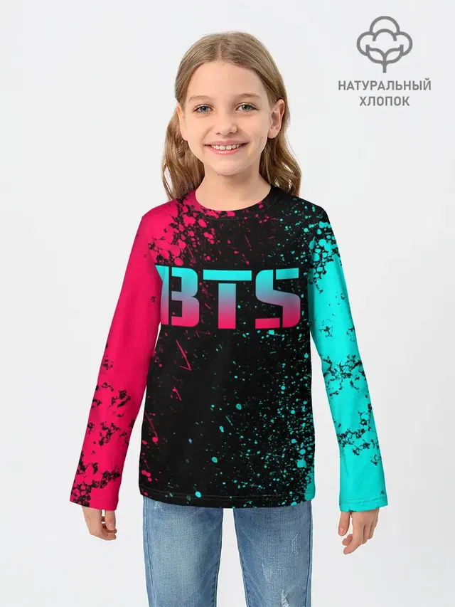 Детский лонгслив с принтом «BTS»