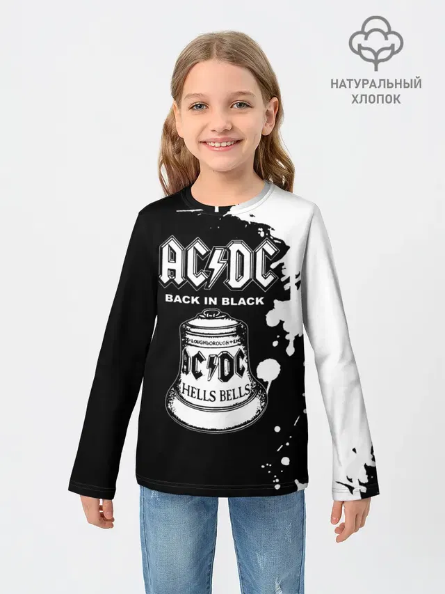 Детский лонгслив с принтом «AC — AC/DC Back in Black»