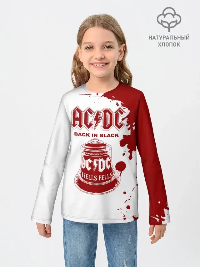 Детский лонгслив с принтом «Back in — AC/DC Back in Black»