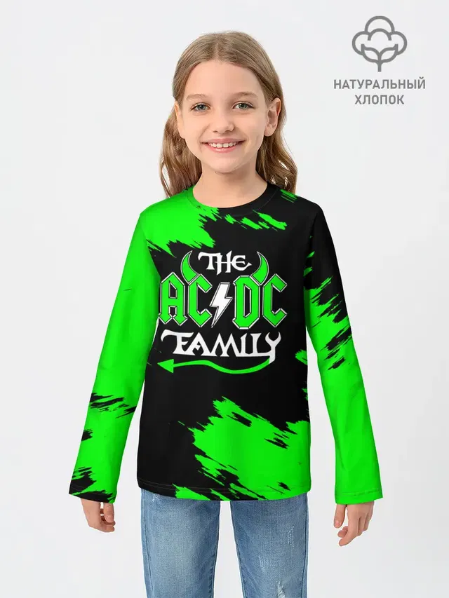Детский лонгслив с принтом «The AC — The AC/DC famely»