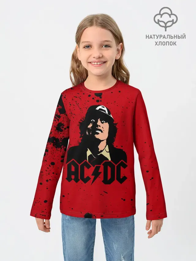 Детский лонгслив с принтом «Angus Young»