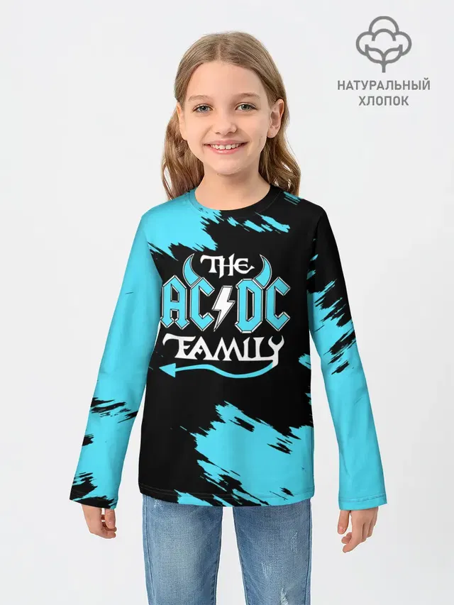 Детский лонгслив с принтом «The AC — The AC/DC famely»