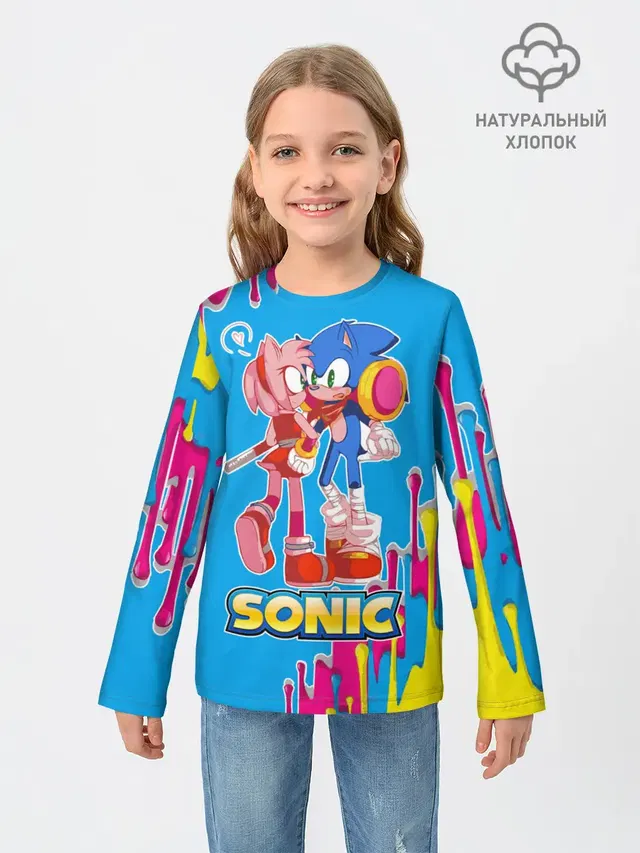 Детский лонгслив с принтом «Разные игры — Sonic»