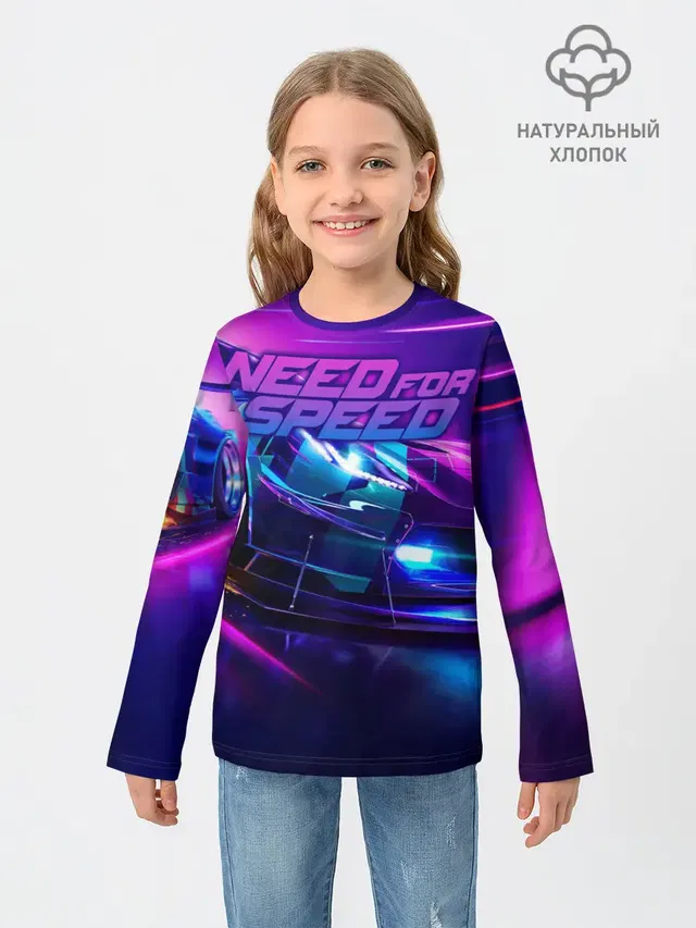 Детский лонгслив с принтом «Chevrolet Corvette — Need for Speed»