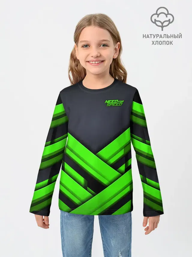 Детский лонгслив с принтом «Abstract stripes — Need for Speed»