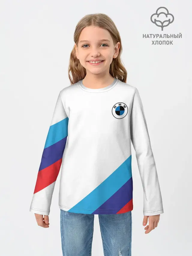Детский лонгслив с принтом «BMW — BMW NEW LOGO»