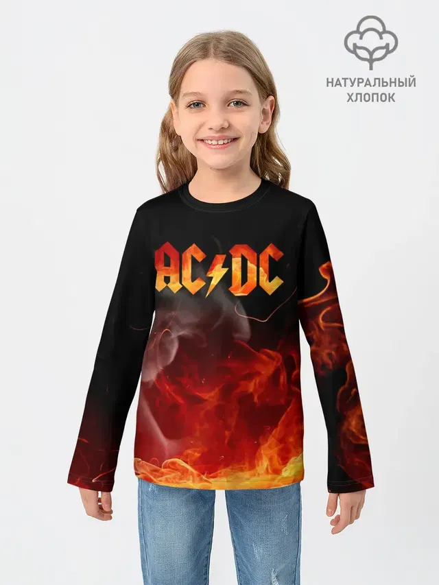 Детский лонгслив с принтом «Fire»