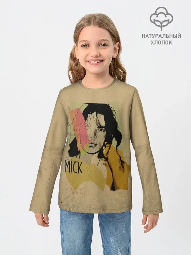 Детский лонгслив с принтом «Rolling Stones — MICK JAGGER»