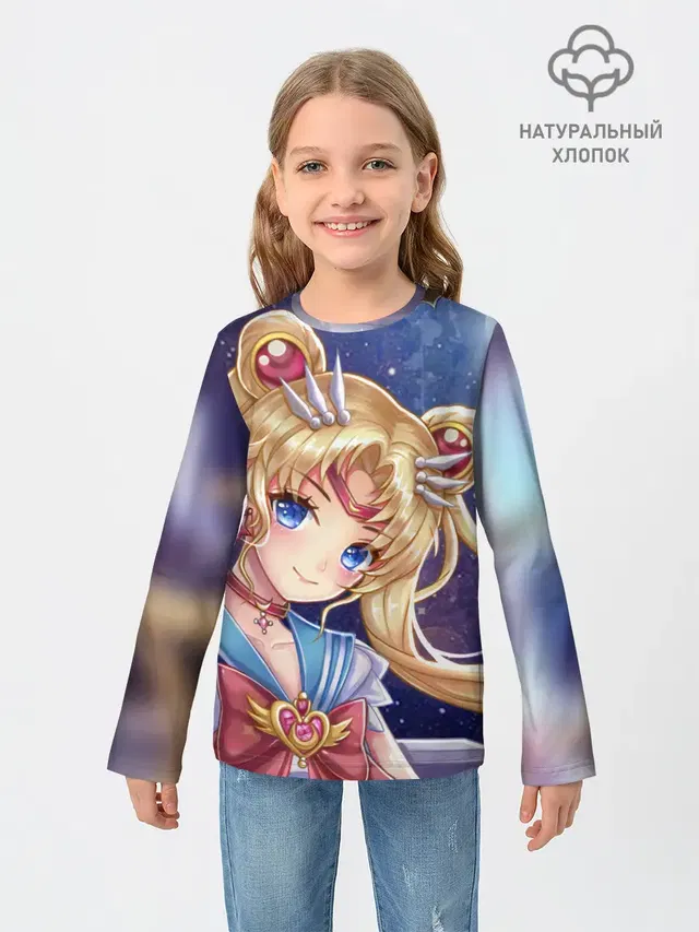 Детский лонгслив с принтом «Sailor Moon»