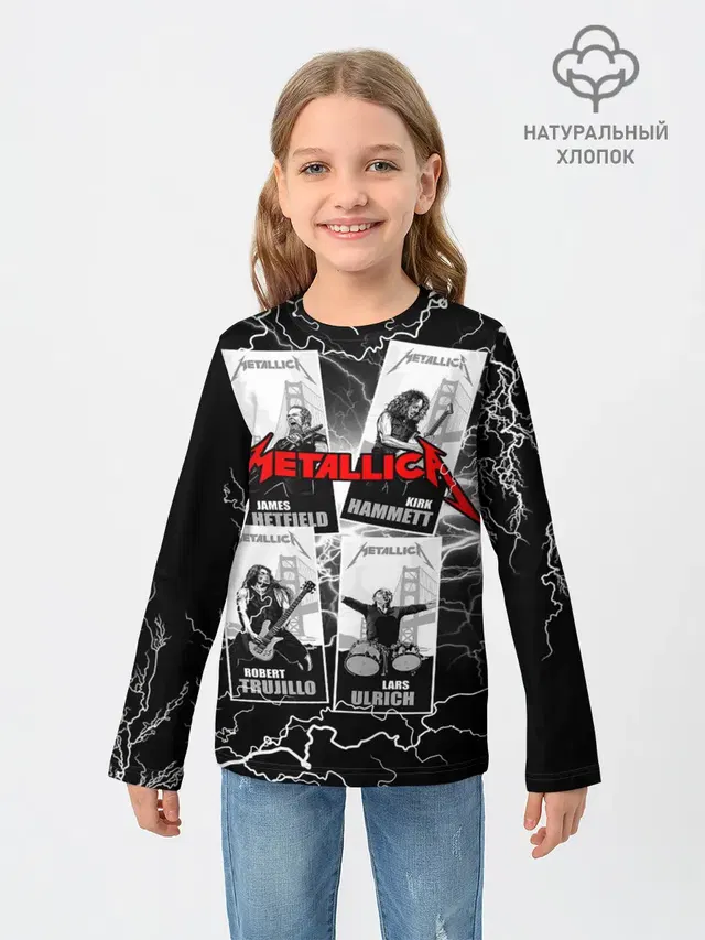 Детский лонгслив с принтом «Metallica»