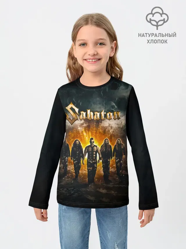 Детский лонгслив с принтом «Heavy metal»