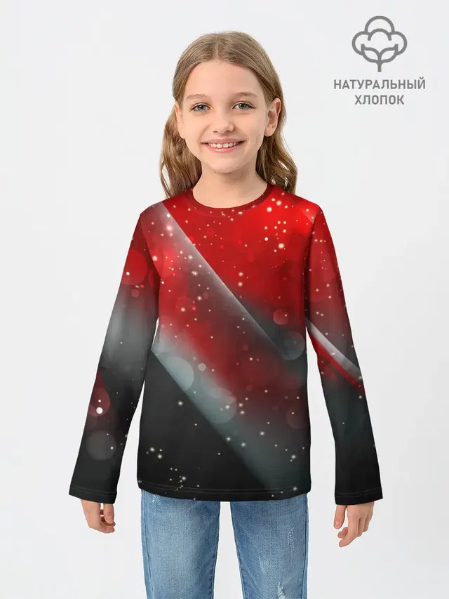Детский лонгслив с принтом «Glitter — Red & Black»