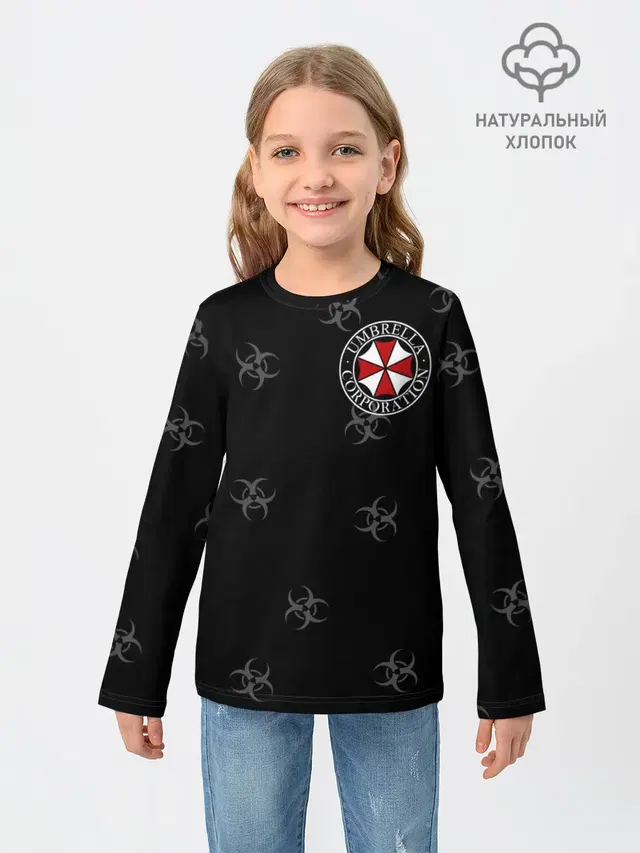 Детский лонгслив с принтом «RE — Umbrella Corp.»