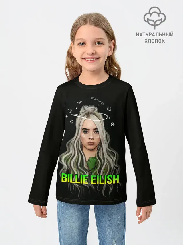 Детский лонгслив с принтом «Billie Eilish»