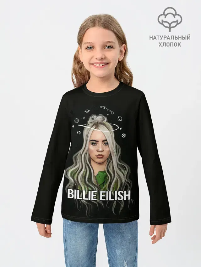 Детский лонгслив с принтом «Billie Eilish»