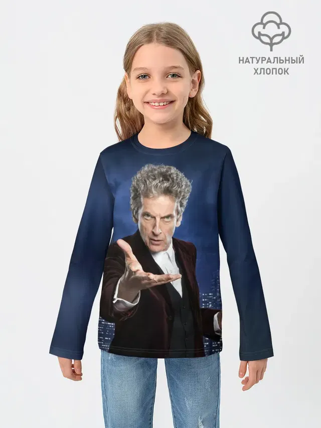 Детский лонгслив с принтом «Peter Capaldi — LISTEN»