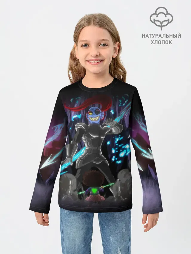 Детский лонгслив с принтом «Undyne»