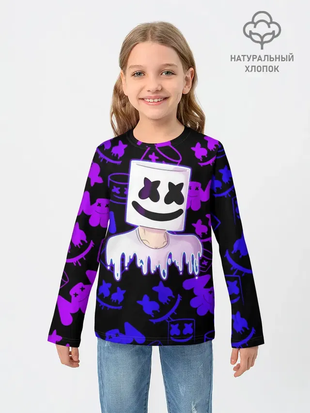 Детский лонгслив с принтом «Marshmello»