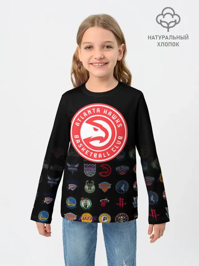 Детский лонгслив с принтом «НБА — Atlanta Hawks»