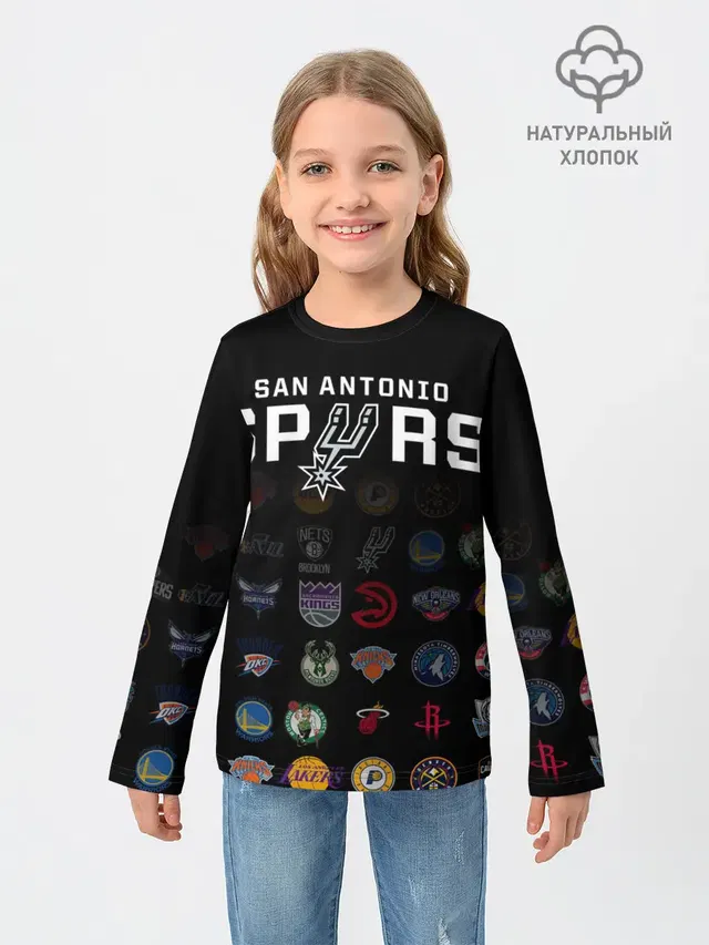 Детский лонгслив с принтом «НБА — San Antonio Spurs»