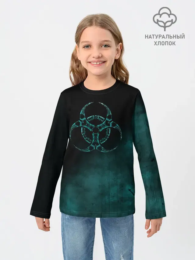 Детский лонгслив с принтом «Biohazard sign — Biohazard»