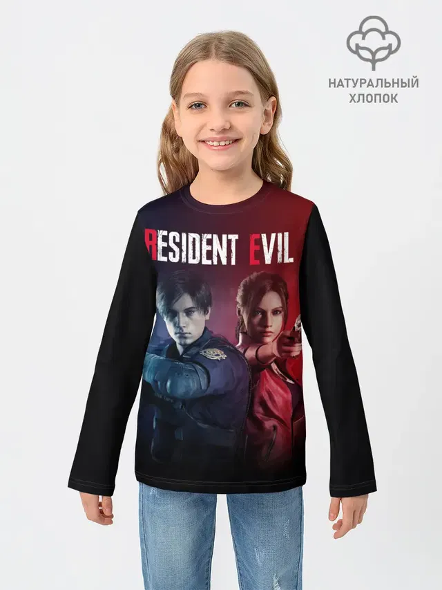 Детский лонгслив с принтом «Leon Kennedy — Resident Evil 2»