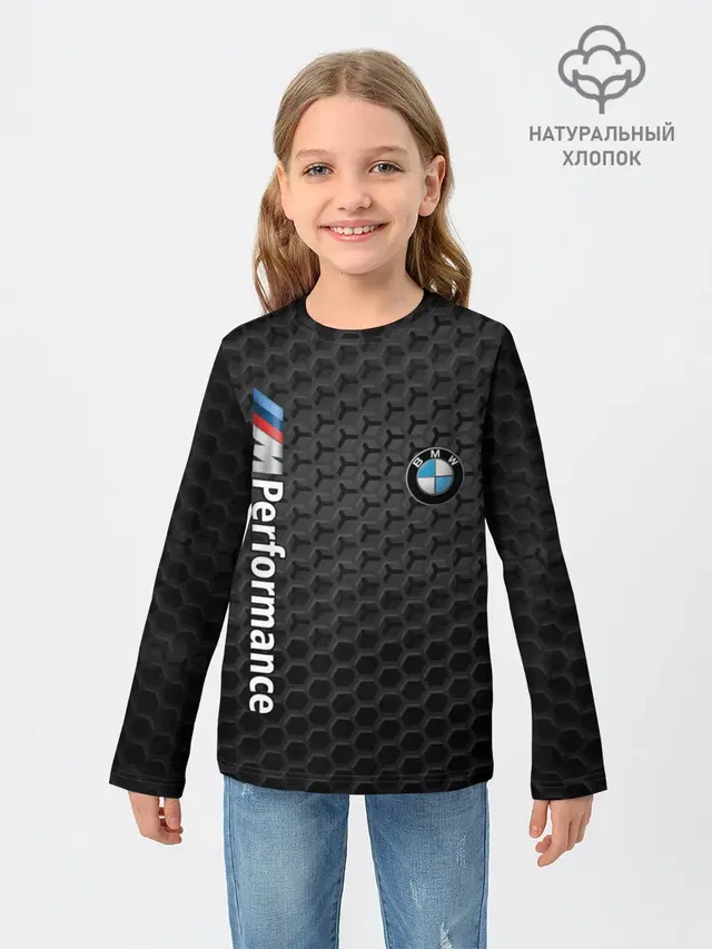 Детский лонгслив с принтом «BMW — BMW PERFORMANCE»