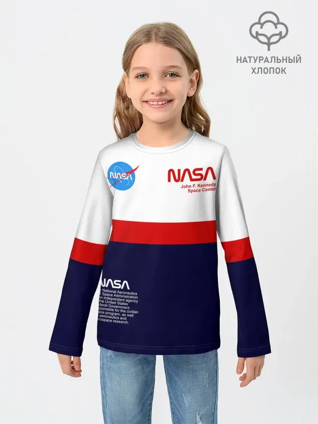 Детский лонгслив с принтом «Астрономия, космос — NASA»