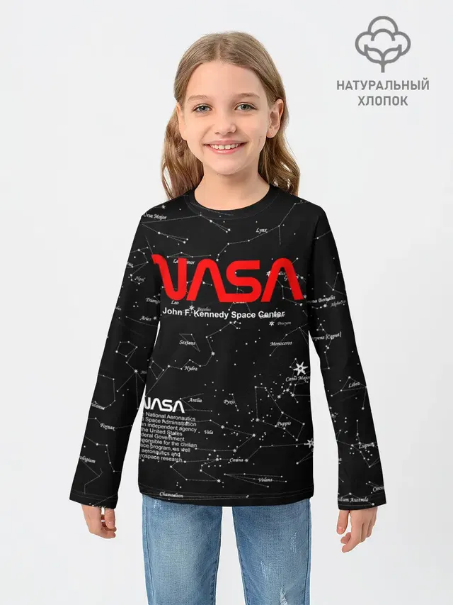 Детский лонгслив с принтом «Астрономия, космос — NASA»