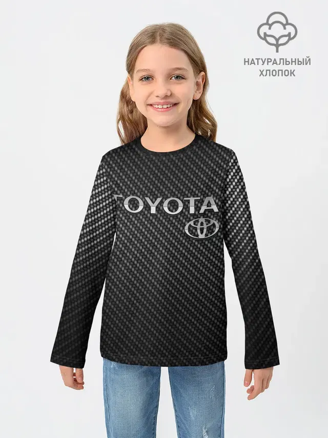Детский лонгслив с принтом «Тойота — TOYOTA CARBON»