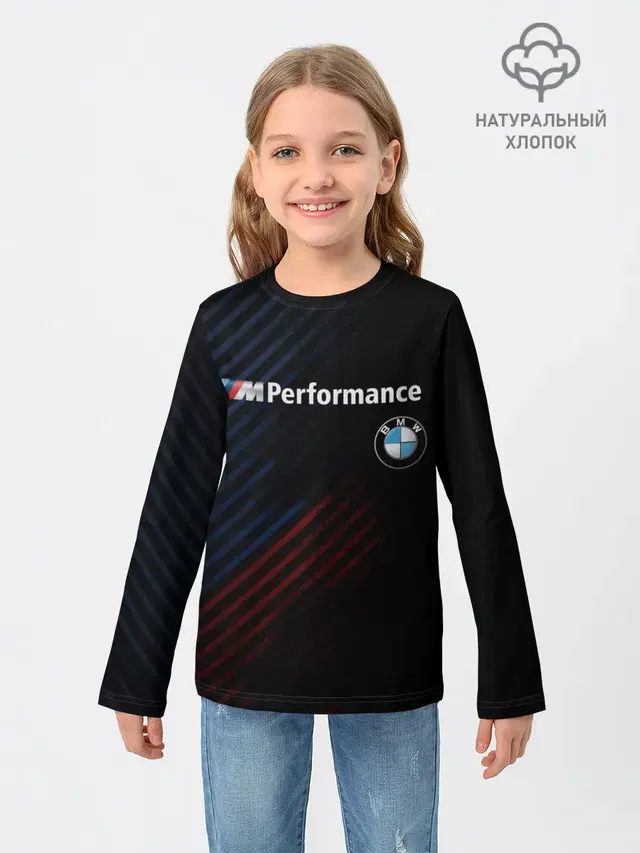 Детский лонгслив с принтом «BMW — BMW PERFORMANCE»