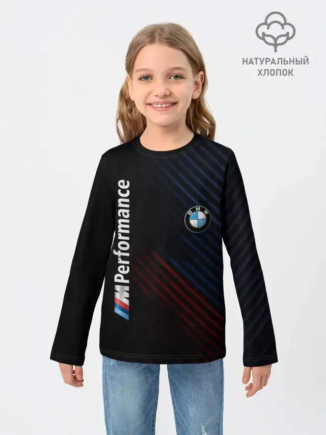 Детский лонгслив с принтом «BMW — BMW PERFORMANCE»