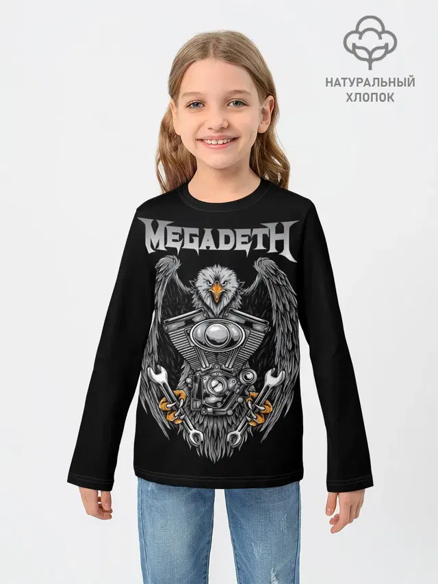 Детский лонгслив с принтом «Megadeth»