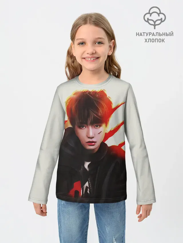 Детский лонгслив с принтом «BTS»