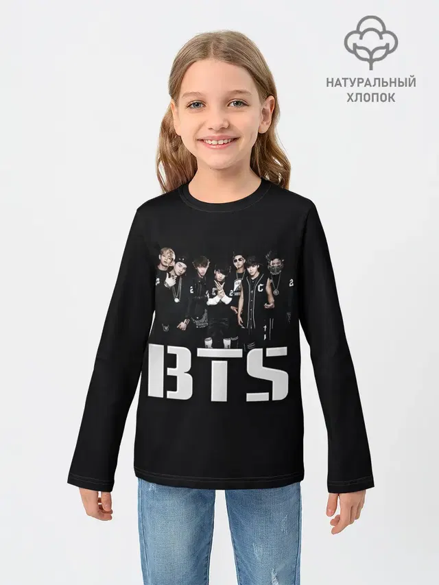 Детский лонгслив с принтом «BTS»