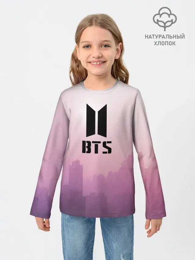 Детский лонгслив с принтом «BTS»