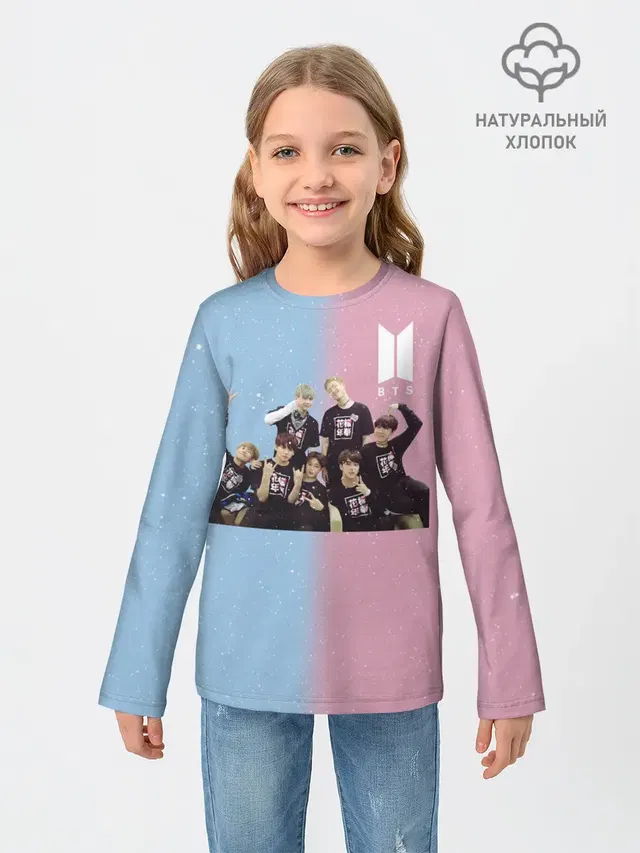 Детский лонгслив с принтом «BTS»