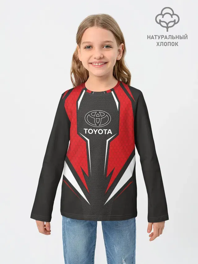 Детский лонгслив с принтом «Тойота — Toyota Driver team Red»