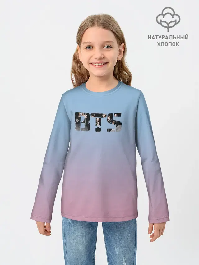 Детский лонгслив с принтом «BTS»