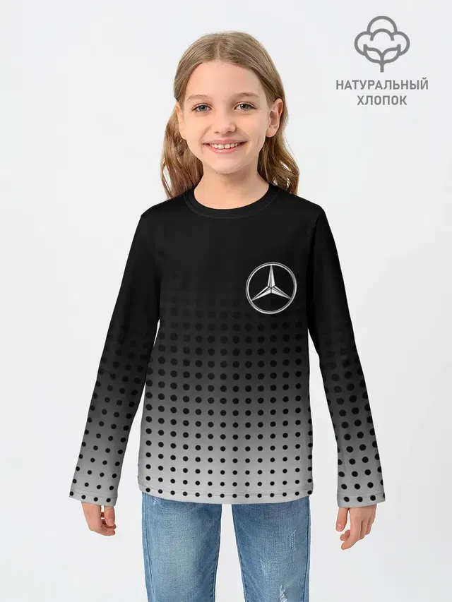 Детский лонгслив с принтом «Merсedes — Mercedes-Benz»