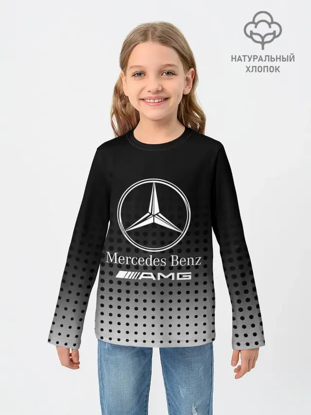 Детский лонгслив с принтом «halftone pattern — Mercedes-Benz»