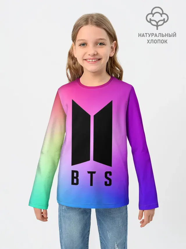 Детский лонгслив с принтом «BTS»