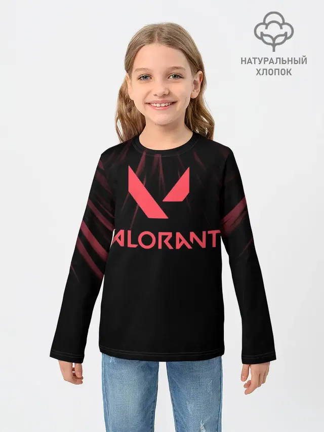 Детский лонгслив с принтом «Valorant Logo»