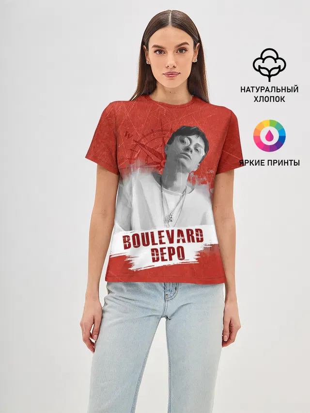 Женская базовая футболка с принтом «Boulevard Depo»