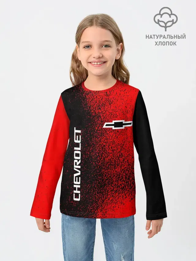 Детский лонгслив с принтом «Chevrolet logo»