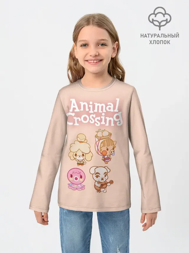 Детский лонгслив с принтом «Animal Crossing»