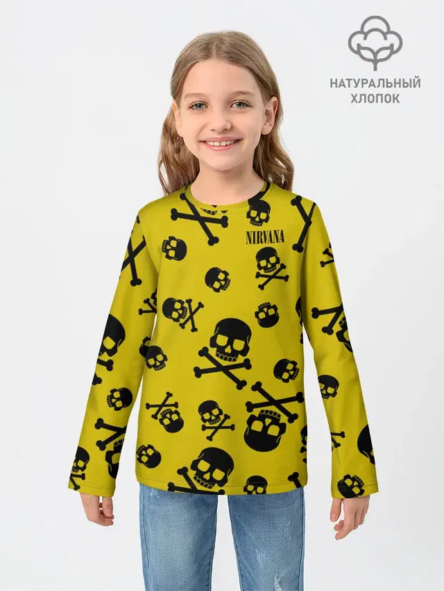 Детский лонгслив с принтом «Skull and crossbones»