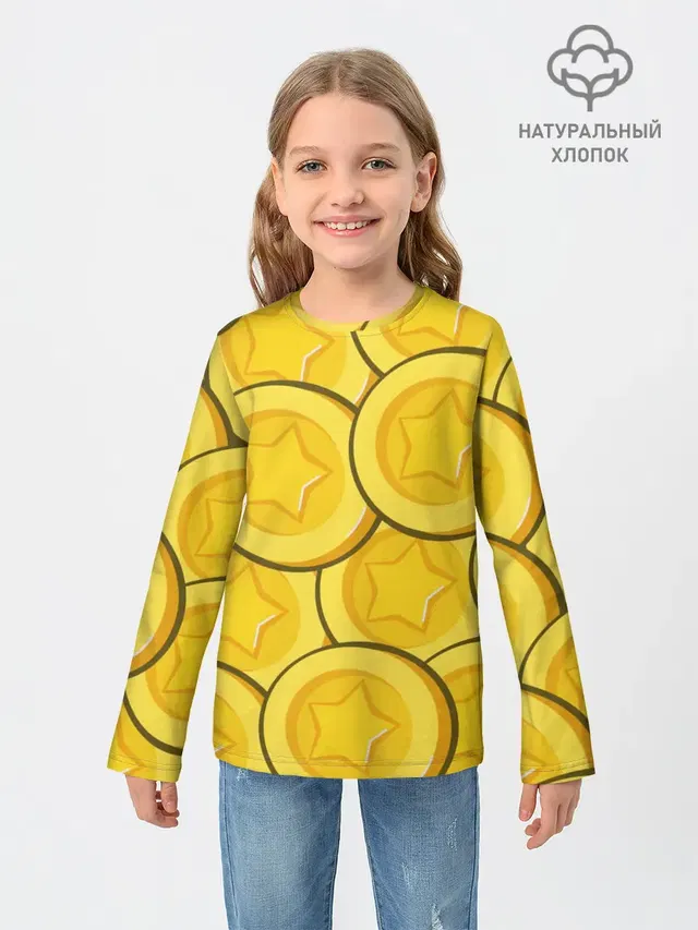 Детский лонгслив с принтом «Монетки»