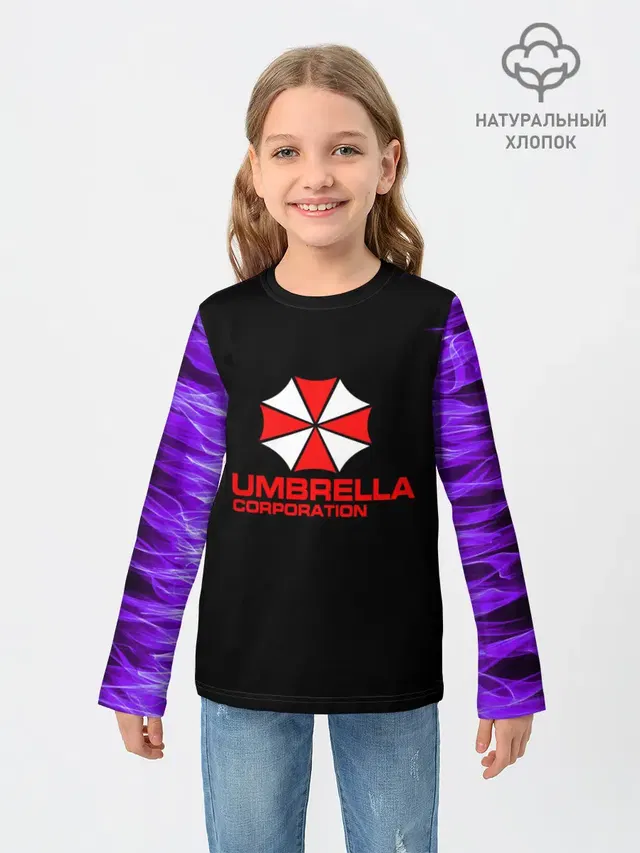 Детский лонгслив с принтом «Umbrella logo»