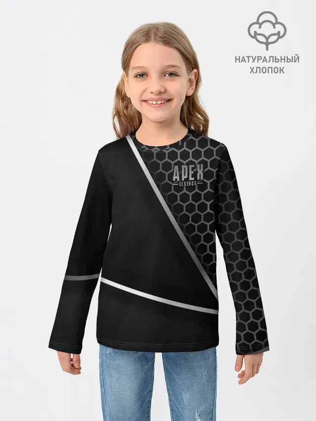 Детский лонгслив с принтом «Hexagonal pattern»